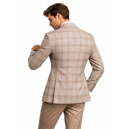 Men Regular-Fit Windowpane Blazer Jacket