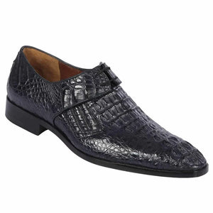 Men's Navy Crocodile & Calfskin Slip-On Loafers by Alligator Warehouse