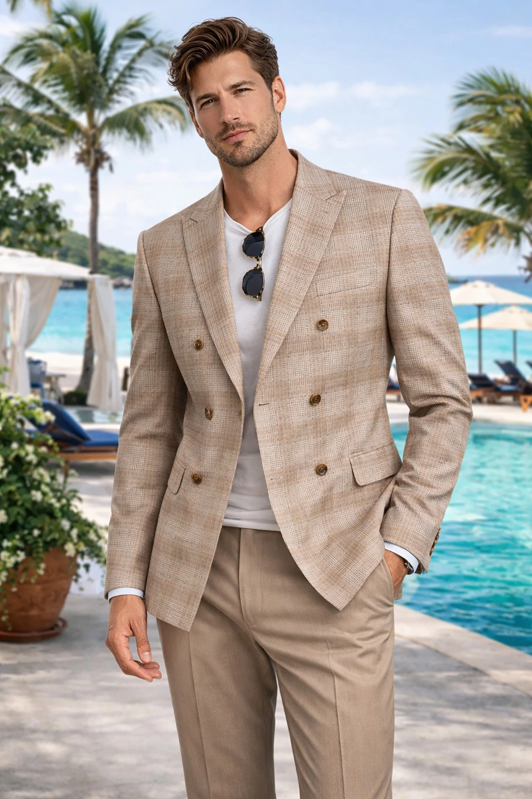 Men Regular-Fit Windowpane Blazer Jacket