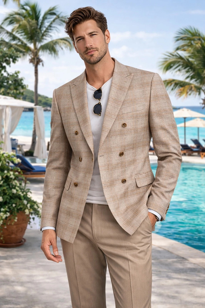 Men Regular-Fit Windowpane Blazer Jacket
