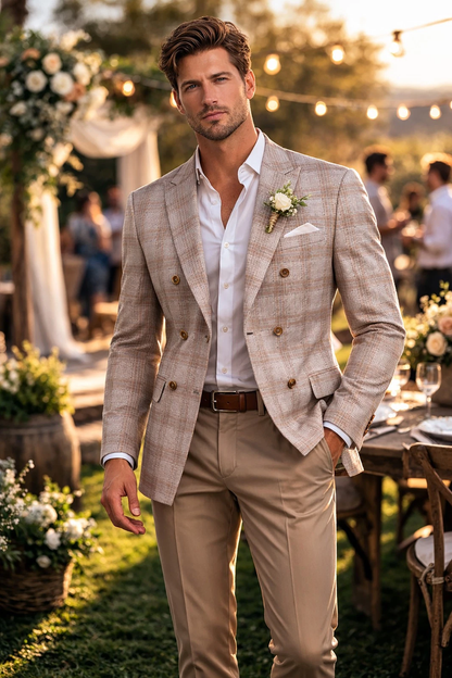 Men Regular-Fit Windowpane Blazer Jacket