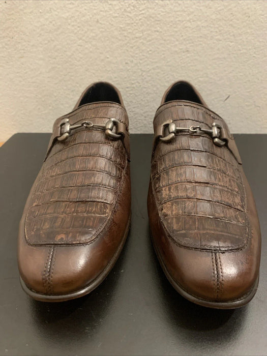 Men’s Regal Brown Slip-On Shoes – Genuine Crocodile & Calfskin Leather