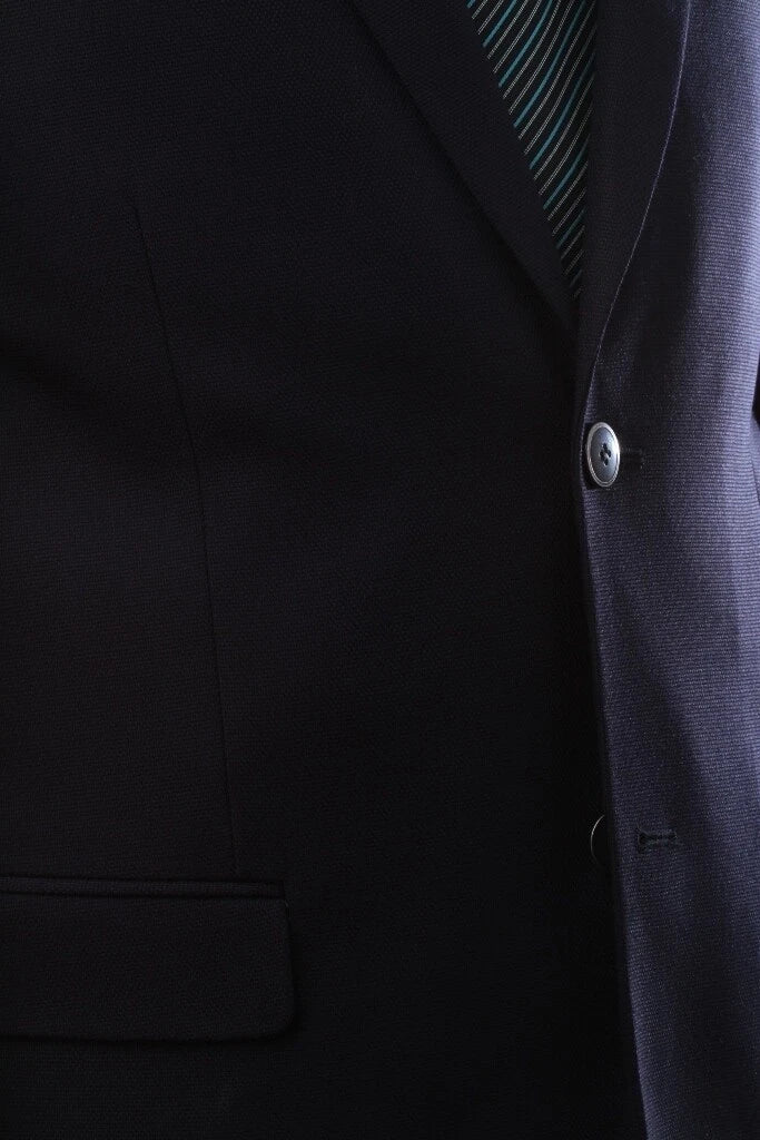 Men’s 2-Button Navy Blazer – Superior Wool-Feel Microfiber Jacket
