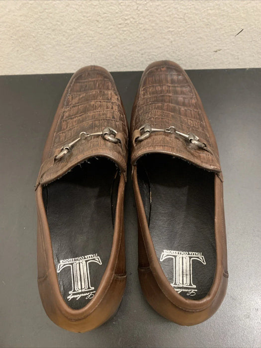 Men’s Regal Brown Slip-On Shoes – Genuine Crocodile & Calfskin Leather