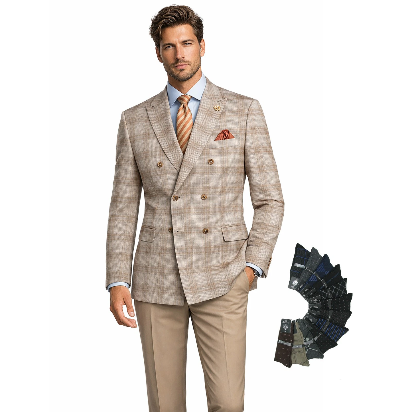 Men Regular-Fit Windowpane Blazer Jacket