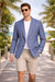 Men Regular-Fit Windowpane Blazer Jacket