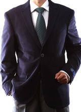Men’s 2-Button Navy Blazer – Superior Wool-Feel Microfiber Jacket
