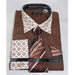 Bird Pattern Brown French Cuff With Contrasting Collar Men'S Dress Shirt