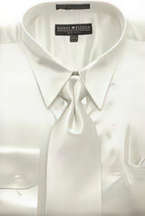 Fashion Cheap Priced Sale Ivory Shiny Silky Satin Men'S Dress Cheap Priced Shirt Online Sale