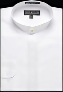 Men'S Collarless Embroidered Mandarin Banded Preacher Round Style Collar White Men'S Dress Shirt