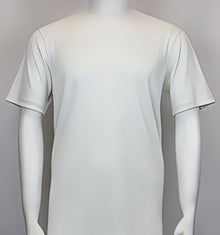 Men's Classy Mock Neck Shiny Off White Short Sleeve Stylish Shirt