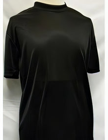 Men's Classy Mock Neck Shiny Short Sleeve Black Shirt