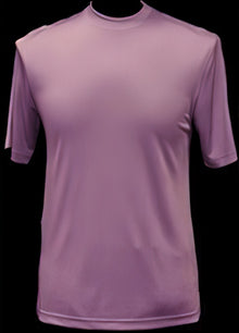 Men's Classy Mock Neck Shiny Pink Short Sleeve Stylish Shirt
