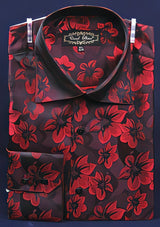Fancy Polyester Fashion With Button Cuff Burgundy ~ Wine ~ Maroon Men's Dress Shirt Night Club Outfit guys Wear For Men Clothing Fashion