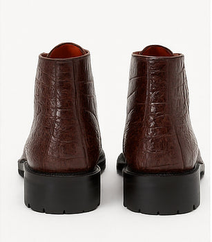 Los Altos Mens Brown Crocodile Chukka Boot ZA2060207 - Image 6