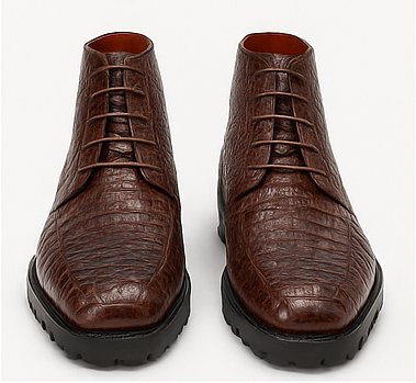 Los Altos Mens Brown Crocodile Chukka Boot ZA2060207 - Image 7