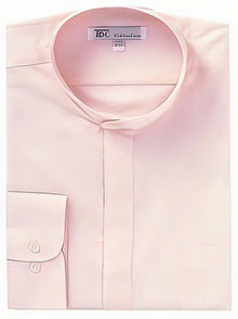 Oriental Mao Chines Style No Collar Preacher Round Style Mandarin Collar Pink,Black Collarless Dress Shirts