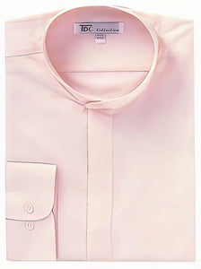 Oriental Mao Chines Style No Collar Preacher Round Style Mandarin Collar Pink,Black Collarless Dress Shirts