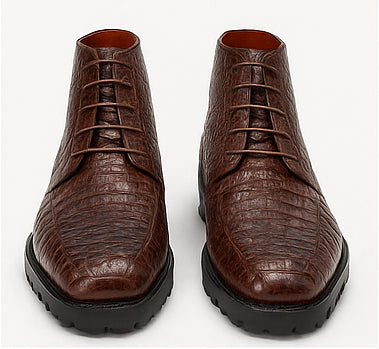 Los Altos Mens Brown Crocodile Chukka Boot ZA2060207 - Image 7