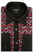 Two Toned Lay Down Collar Microfiber Solid Accents Multi-Colored Floral Design Red Men'S Dress Shirt
