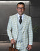 Saboo by Statement Mens Modern Fit 3 Piece 100% Wool Plaid Suit – Peak Lapel, Double Breasted Vest
