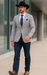 Saco vaquero - Western Sport Coat - Western Blazer- Mens Half Canvas Unconstructed Sport Coat Blazer In Light Grey & White Windowpane Plaid