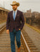 Saco vaquero - Western Sport Coat - Western Blazer - Mens Slim Fit Two Button Sport Coat Blazer In Purple & Blue Windowpane Plaid