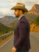 Saco vaquero - Western Sport Coat - Western Blazer - Mens Slim Fit Two Button Sport Coat Blazer In Purple & Blue Windowpane Plaid