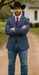Saco vaquero - Western Sport Coat - Western Blazer- Mens Slim Fit Two Button Summer Linen Sport Coat Blazer In Navy Blue Windowpane Plaid