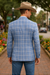 Saco vaquero - Western Sport Coat - Western Blazer- Men's Two Button Business Casual Double Windowpane Sport Coat In Blue