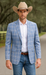 Saco vaquero - Western Sport Coat - Western Blazer- Men's Two Button Business Casual Double Windowpane Sport Coat In Blue