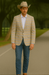 Saco vaquero - Western Sport Coat - Western Blazer- Men's Two Button Business Casual Glen Plaid Sports Coat In Tan & Blue