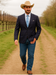 Saco vaquero - Western Sport Coat - Western Blazer- Mens Two Button Classic  Wool Stretch Sport Coat Blazer In Dark Navy Blue Windowpane Plaid