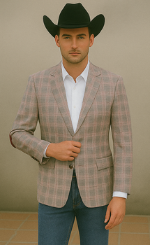 Saco vaquero - Western Sport Coat - Western Blazer- Men's Two Button Slim Fit Business Casual  Burgundy Sport Coat