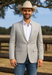 Saco vaquero - Western Sport Coat - Western Blazer - Men's Two Button Windowpane Plaid Light Grey Sport Coat