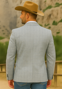 Saco vaquero - Western Sport Coat - Western Blazer- Men's Two Button Windowpane Plaid Sport Coat
