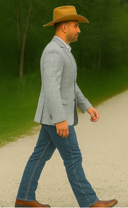 Saco vaquero - Western Sport Coat - Western Blazer- Men's Two Button Windowpane Plaid Sport Coat