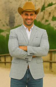 Saco vaquero - Western Sport Coat - Western Blazer- Men's Two Button Windowpane Plaid Sport Coat