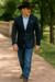 Saco vaquero - Western Sport Coat - Western Blazer - Mens Two Button Slim Fit Patch Pocket Cotton Blazer In Navy Windowpane