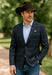 Saco vaquero - Western Sport Coat - Western Blazer - Mens Two Button Slim Fit Patch Pocket Cotton Blazer In Navy Windowpane