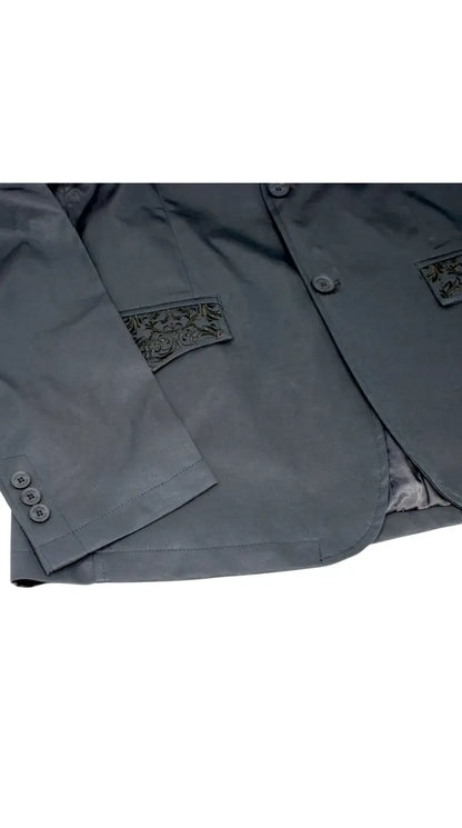 Mens Cowboy Blazer - Western Jacket in Color "Navy Blue" Ultra Slim Fitted (Buy 1 Size UP)