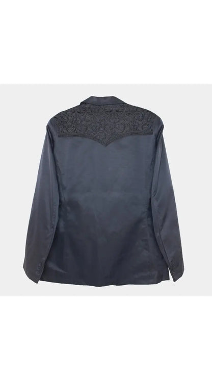 Mens Cowboy Blazer - Western Jacket in Color "Navy Blue" Ultra Slim Fitted (Buy 1 Size UP)