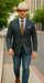 Saco vaquero - Western Sport Coat - Western Blazer- Mens Classic Fit Two Button Wool & Linen Sport Coat BlazerTeal Blue Windowpane Plaid