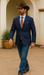 Saco vaquero - Western Sport Coat - Western Blazer   - Mens Classic Fit Two Button Wool & Linen Sport Coat Blazer In Blue Windowpane Plaid