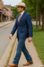 Saco vaquero - Western Sport Coat - Western Blazer - Mens Designer Two Button Slim Fit Notch Lapel Suit In Dark Blue Windowpane Plaid Weave