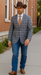 Saco vaquero - Western Sport Coat - Western Blazer - Mens Designer Two Button Slim Fit Notch Lapel Wool Suit In Bold Medium Grey Windowpane Plaid