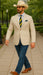 Saco vaquero - Western Sport Coat - Western Blazer- Mens Half Canvas Unconstructed Sport Coat Blazer In Light Tan Beige Windowpane Plaid