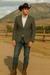 Saco vaquero - Western Sport Coat - Western Blazer - Men's Slim Fit 2 Button Sport Coat Blazer In Grey & Tan Windowpane Plaid