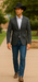 Saco vaquero - Western Sport Coat - Western Blazer - Men's Slim Fit 2 Button Sport Coat Blazer In Grey Windowpane Plaid