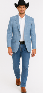 Saco vaquero - Western Sport Coat - Western Blazer- Men's Slim Fit Business Casual Summer Windowpane Plaid Blazer